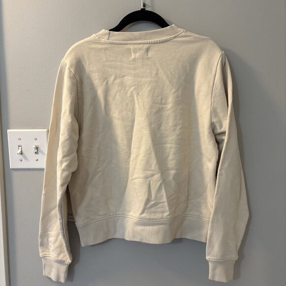 MATE the Label Organic Fleece Shrunken Crew Neck Sweatshirt Bone Large Lounge - Picture 10 of 10